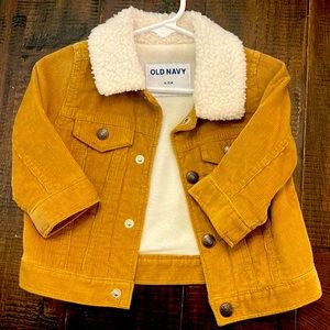 Old Navy khaki corduroy and fleece jacket